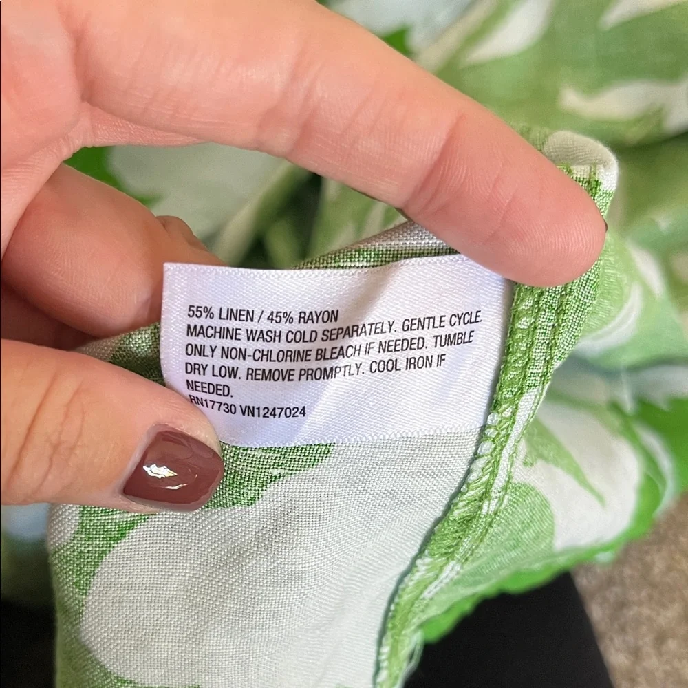 Kate Spade NY x Target Rose Linen Maxi Dress 1X Green /Blue Long Sleeve Dress - Picture 9 of 11